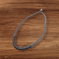 Necklace - black, braided, beads