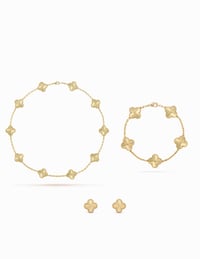 10 motif gold filled clover necklace set 