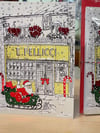 Pack of 5 Illustrated PELLICCI cafe  Christmas cards 