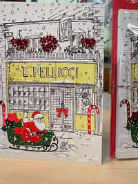 Image 1 of Pack of 5 Illustrated PELLICCI cafe  Christmas cards 