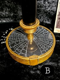 Image 7 of Black and gold Vintage Vanity lamp   - Real preserved spider webs 