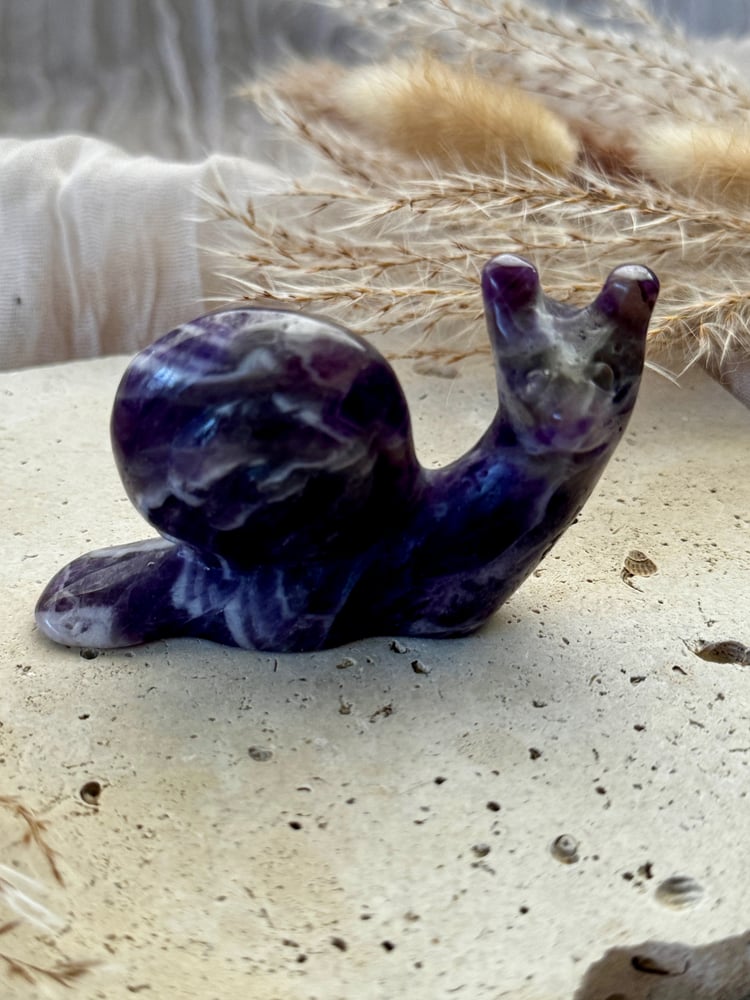 Image of Chevron Amethyst Snail Carving 