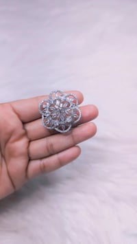 Image 4 of Flower American Diamond Adjustable Ring 