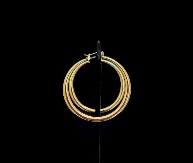 Image of Gold Shiny Large Pierced Hoops 