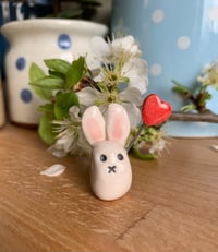 Image 6 of Hand Made Ceramic Cute Bunny holding a Heart