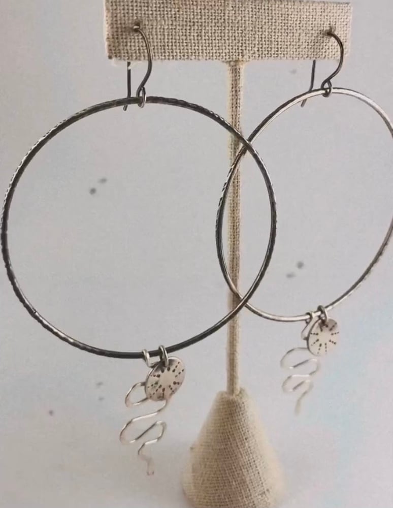 Image of LG Sterling Silver Charm Hoops