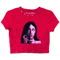 Image 1 of “JENNIFERS BODY #2” Custom Hand Painted Baby Tee SMALL