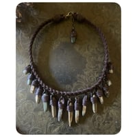 Image 3 of The Empress Necklace - Mixed Jaspers and Dark Brown Leather Quatre