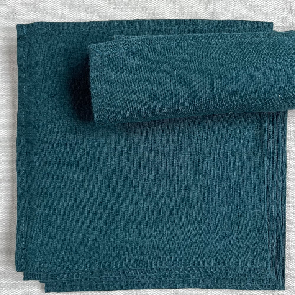 Image of -20% Jeu de 6 serviette de table en Lin Bleu de Prusse