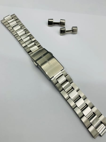 Image of Heavy Duty tag heuer stainless steel watch bracelet,solid curved lugs,22mm,push button lock buckle