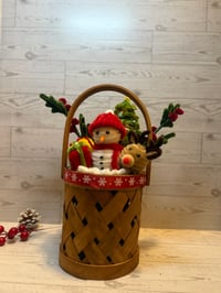 Image 3 of Festive Holiday Basket with Snowman & Reindeer