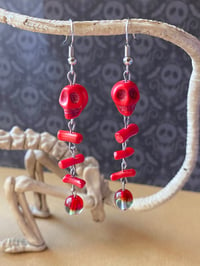 Image 1 of Crimson Skeleton Earrings