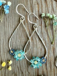 Image 1 of Large Spring Bouquet Earrings with Sapphire & Apatite