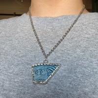 Image 1 of Blue Swirl Porcelain Necklace 