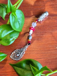 Peacock Feather Dangle Bead with Flower Agate 