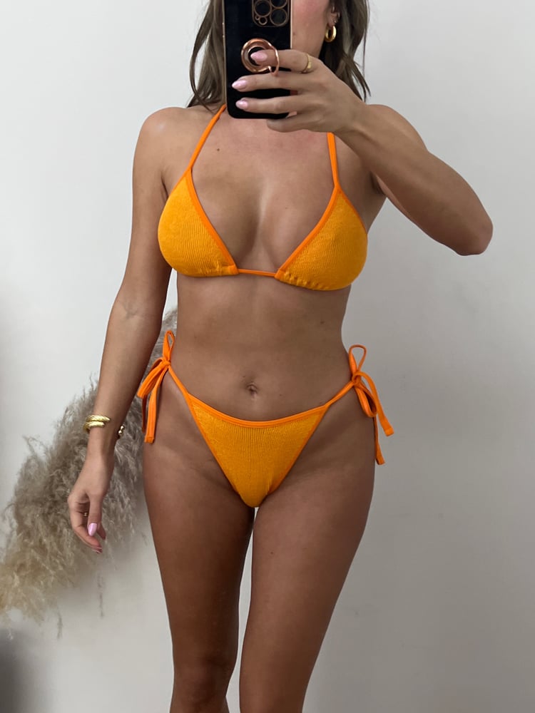 Image of Burnt Orange Crinkle Tie Brief Triangle Bikini 