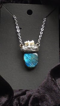 Image 4 of Labradorite and fox tooth pendant