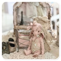 Image 2 of Handmade artist elephant in pink and vintage french lace