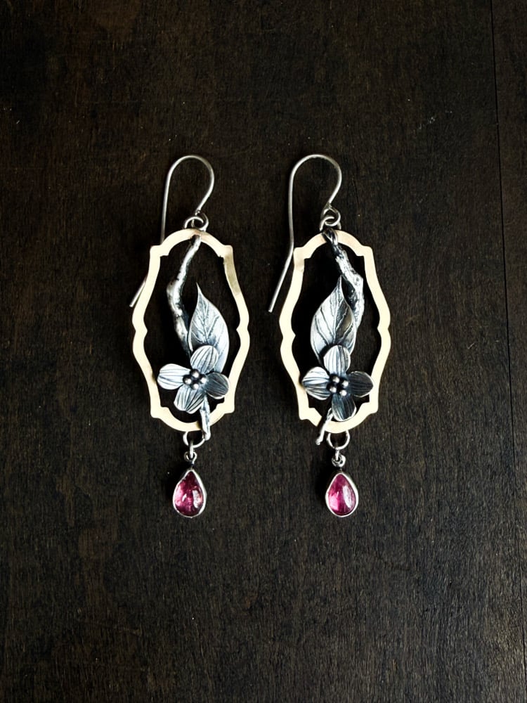 Image of Lazy Dogwood Flower Branch Earrings
