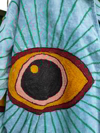 Image 4 of Wanderlust - Velvet evil eye protection jacket - Grey /light blue 6-12 uk