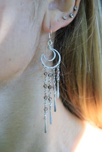 Image 1 of Sterling Silver + Smoky Quartz Moon Chandeliers
