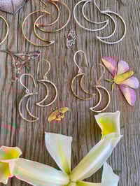 Image 6 of Small Hammered Crescent Moon Earrings