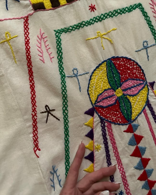  late 1960s hand embroidered COSMIC CAFTAN maxi dress