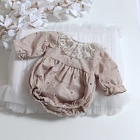 Image 1 of Boho newborn girls bodysuit | Bethany |beige flowers | photoshooting clothes