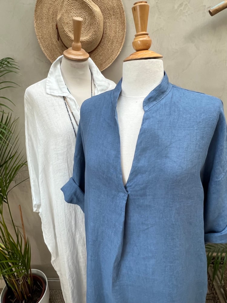 Image of Robe en lin Cybèle Bleu Orage