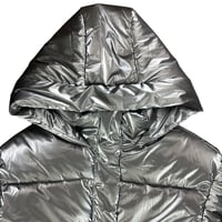 Image 9 of Zara Wind Protection Cropped Silver Puffer Jacket (Women’s M)
