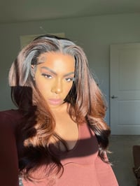 Image 1 of 20 inch YAKI CHOCOLATE BROWN OMBRE 13x6 lace front wig