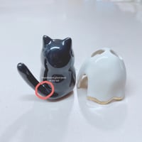 Image 5 of Black Cat With Ghost Mask Ceramic Figurine (PRICE REDUCE DUE TO SMALL IMPERFECTION ON THE TAIL)