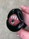 PHONE GRIP - Deep Green Lips With All Fangs And Green Rose Rhinestone