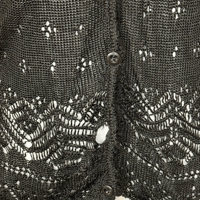 Image 8 of Vintage 90s Wrapper Black Short Sleeve Crochet Button Front Cardigan - Size M 