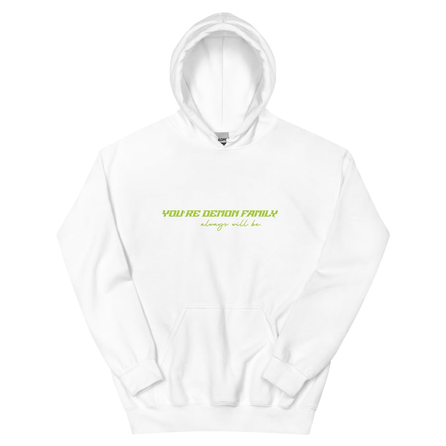 Image of Officially licensed demon family green with back design Unisex Hoodie