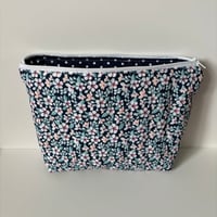 Image 4 of Bloom in Blue Handmade Quilted Makeup Bag - Limited Editon