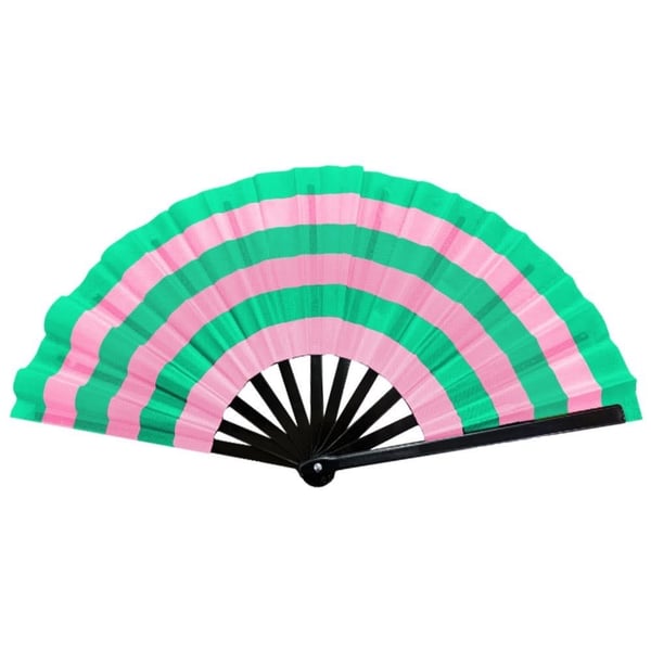 Image of Oversized Line Dance Fan pink and green