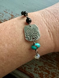 Image 3 of faceted gemstone and sterling silver medallion bracelet