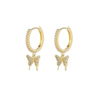 Rhinestone Butterfly Earrings (Gold) 