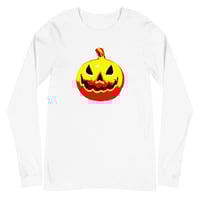 Image 19 of Long Sleeve Tee (Adult M/F) - Jack O Lantern Vintage Red-Yellow