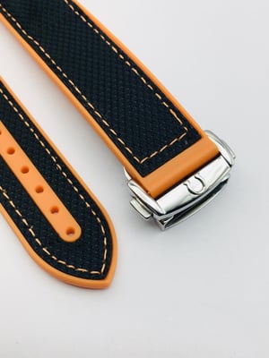 Image of 20mm-22mm Black/orange Nylon silicone Rubber Watch Strap Band,Omega seamaster Planet Ocean.new