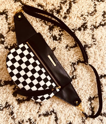 Black & Cream Checkered Sling Bag