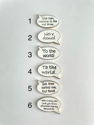 Image of Good Omens Speech Bubble pins