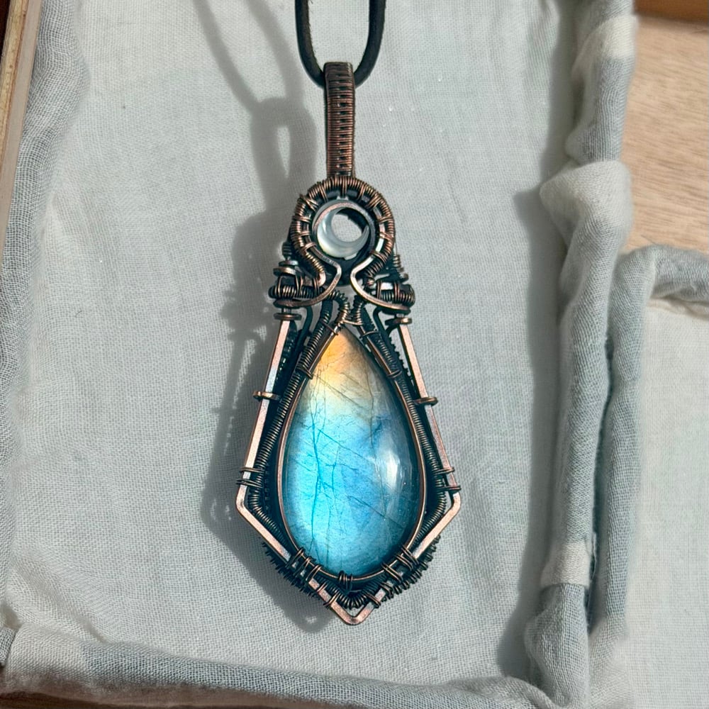 Image of Labradorite Pendant with an Abalone Crescent Pendant 