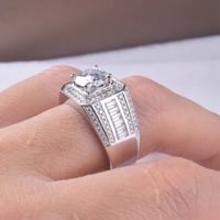 Image 3 of LESF Moissanite Ring 925 Sterling Silver Plating Platinum Color Full 1 Carat Moissanite Ring Men Wed