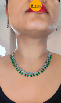 Image 6 of Usha- Simple yet Beautiful American Diamond Necklace Set