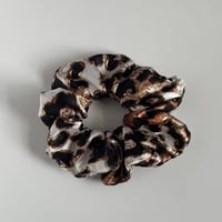 Gold Leopard Satin Handmade Scrunchie 