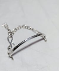 Image 3 of Sterling Silver Double Bar + Handmade Chain Bracelet 