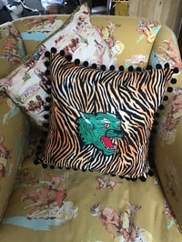 Image 6 of Green Tiger Pom Pom Cushion Cover