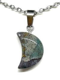 Image 1 of Moss Agate Moon Necklace 